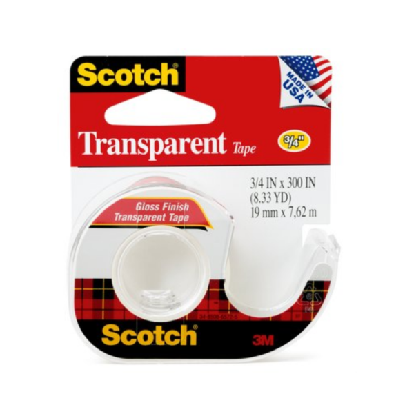 3M Scotch Transparent Tape with Dispenser 3/4" x 300"