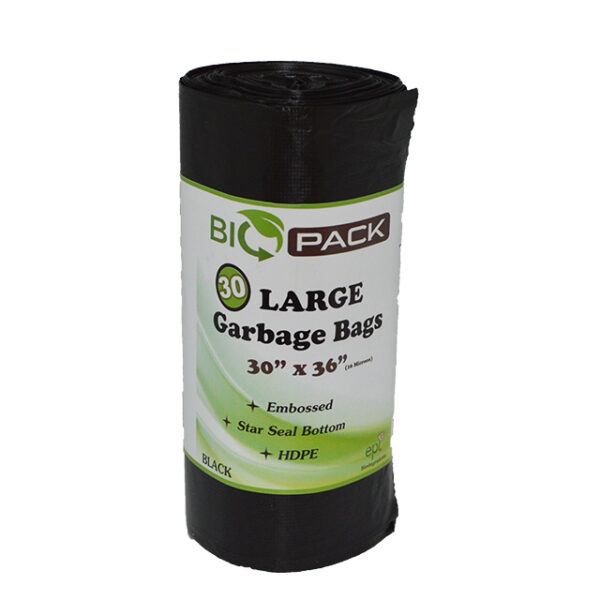 Biopack Large Black Garbage Bags 30/Roll