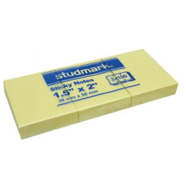 Studmark Sticky Notes Yellow 1.5x2"