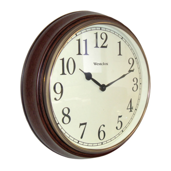 Westclox 15.5" Round Woodgrain Analog Wall Clock