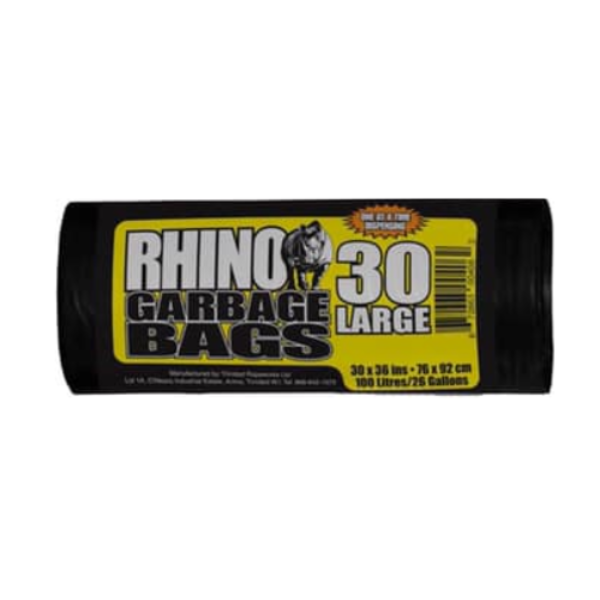 Rhino Large Black Garbage Bags 30/Roll