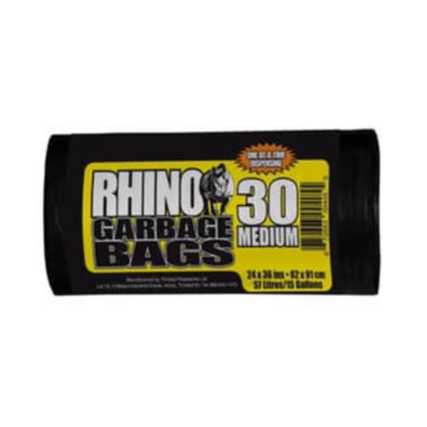 Rhino Medium Black Garbage Bags 30/Roll