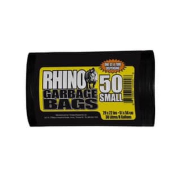 Rhino Small Black Garbage Bags 50/Roll