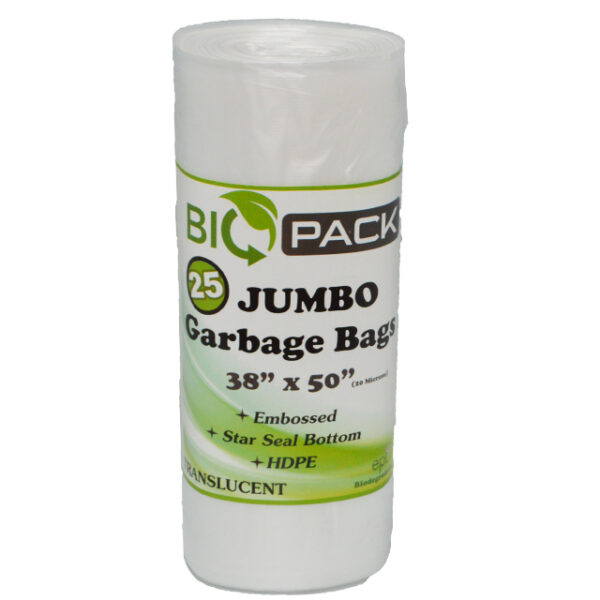 Biopack Jumbo Frosted Garbage Bags 25/Roll