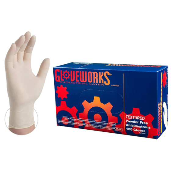 Gloveworks Industrial Latex Gloves, Box of 100