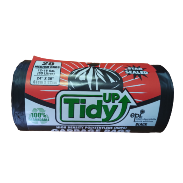 Tidy Up Medium Black Garbage Bags 20/Roll